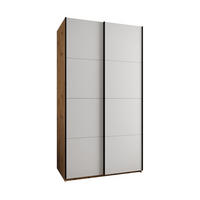 SCHWEBETÜRENSCHRANK 245,5/130/64 2-türig - Schwarz/Weiß, Holz/Metall (130/245/64cm) - Abiks Möbel