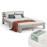 HOLZBETT mit Matratze 160/200 cm Doppelbett Grau - Grau, Holz (160/200cm) - Homestyle4u