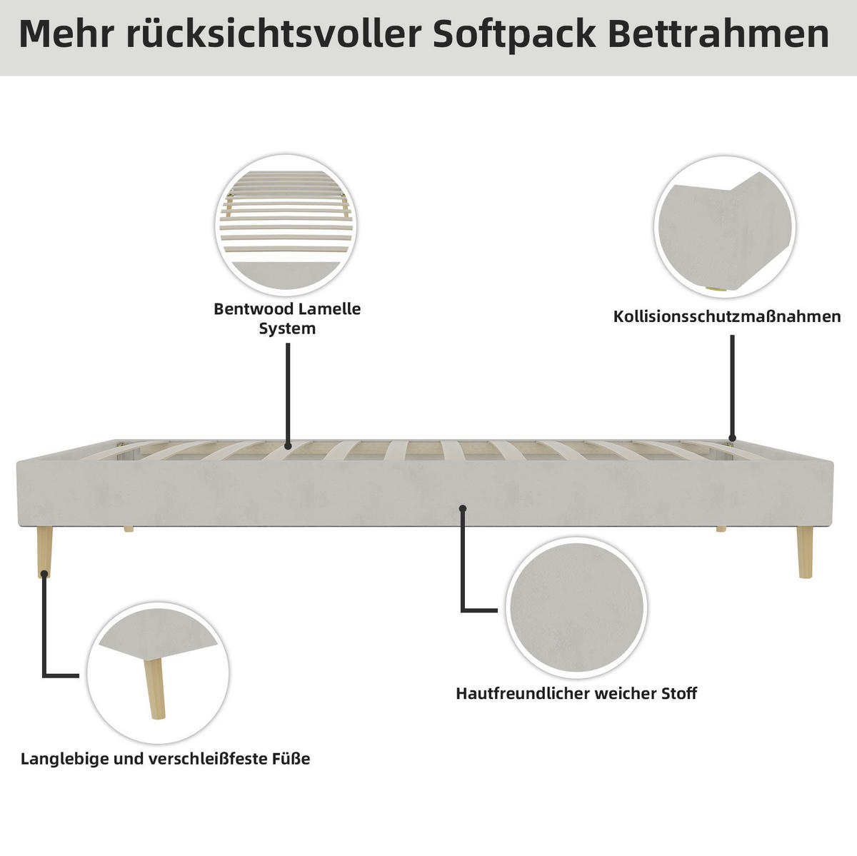 POSTEĽNÝ rám 90/200 cm béžový s pevnou nosnou konštrukciou z látky a kovu - béžová, textil (90/200cm) - OKWISH