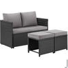 RATTANLOUNGE-SET Monopoli 2-in-1, Sofa und Sitzgruppe für 4, Polyrattan schwarz, 110 x 60 cm - Schwarz, Kunststoff - tectake