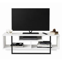 TV-ELEMENT Asal Weiss Schwarz Metall - Schwarz/Weiß, Holzwerkstoff (119.4/40/35.2cm) - Decorotika