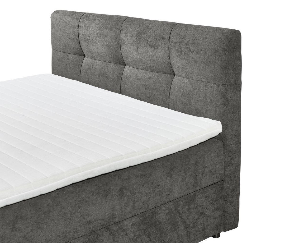 BOXBETT mit 9‑Zonen-Tonnentaschenfederkern-Matratze, HR-30-Topper, Bettkasten - Schwarz/Graphitfarben, Holz/Kunststoff (160/200cm) - ed exciting design