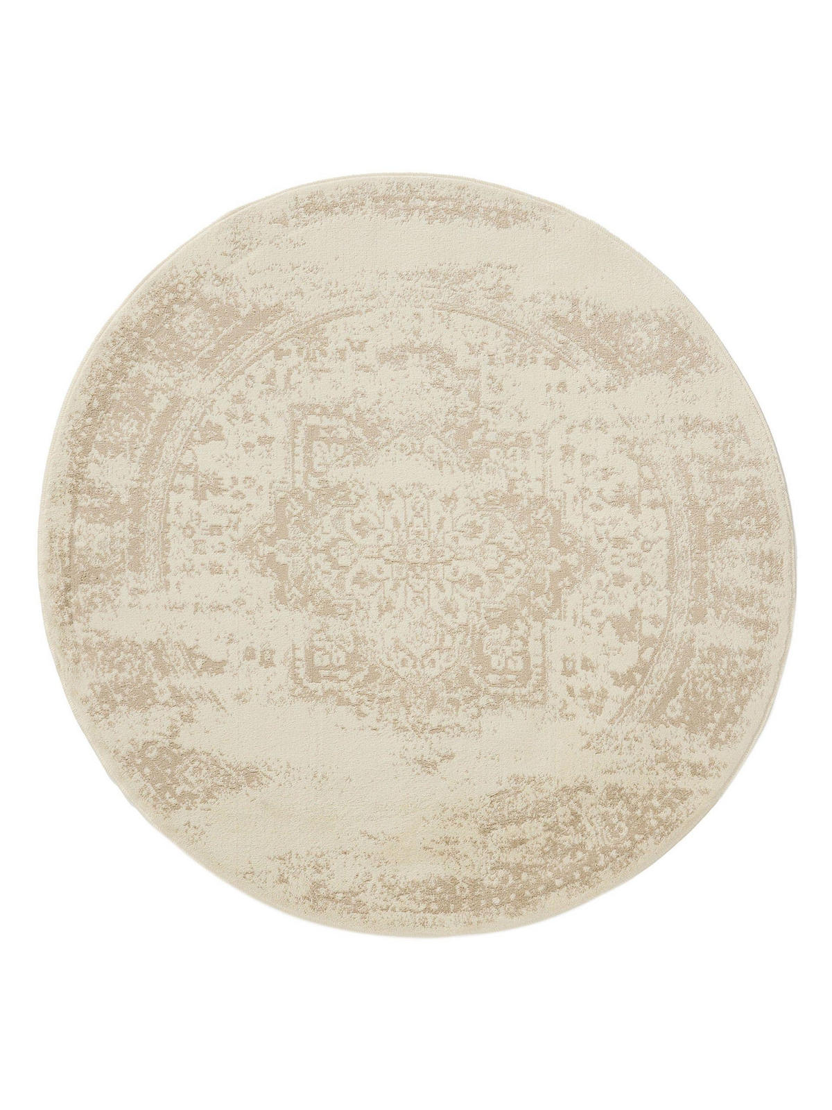 VINTAGE-TEPPICH Suki ø 120 cm rund - Beige/Creme, Kunststoff (120/120cm) - benuta