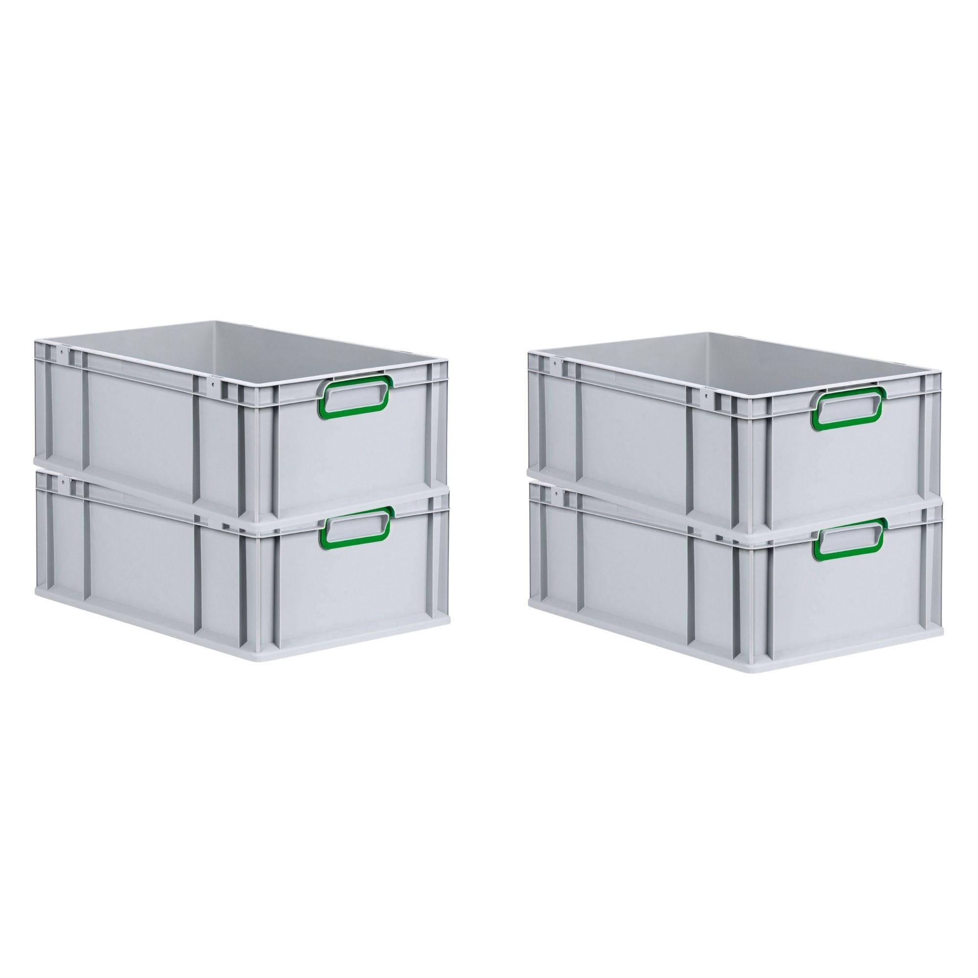 EUROBOX 4x Nextgen Color 22x40x60cm 44 Liter Griffe Grün Geschlossen - Grün, Kunststoff (40/17/60cm) - PROREGAL