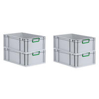 EUROBOX 4x Nextgen Color 22x40x60cm 44 Liter Griffe Grün Geschlossen - Grün, Kunststoff (40/17/60cm) - PROREGAL