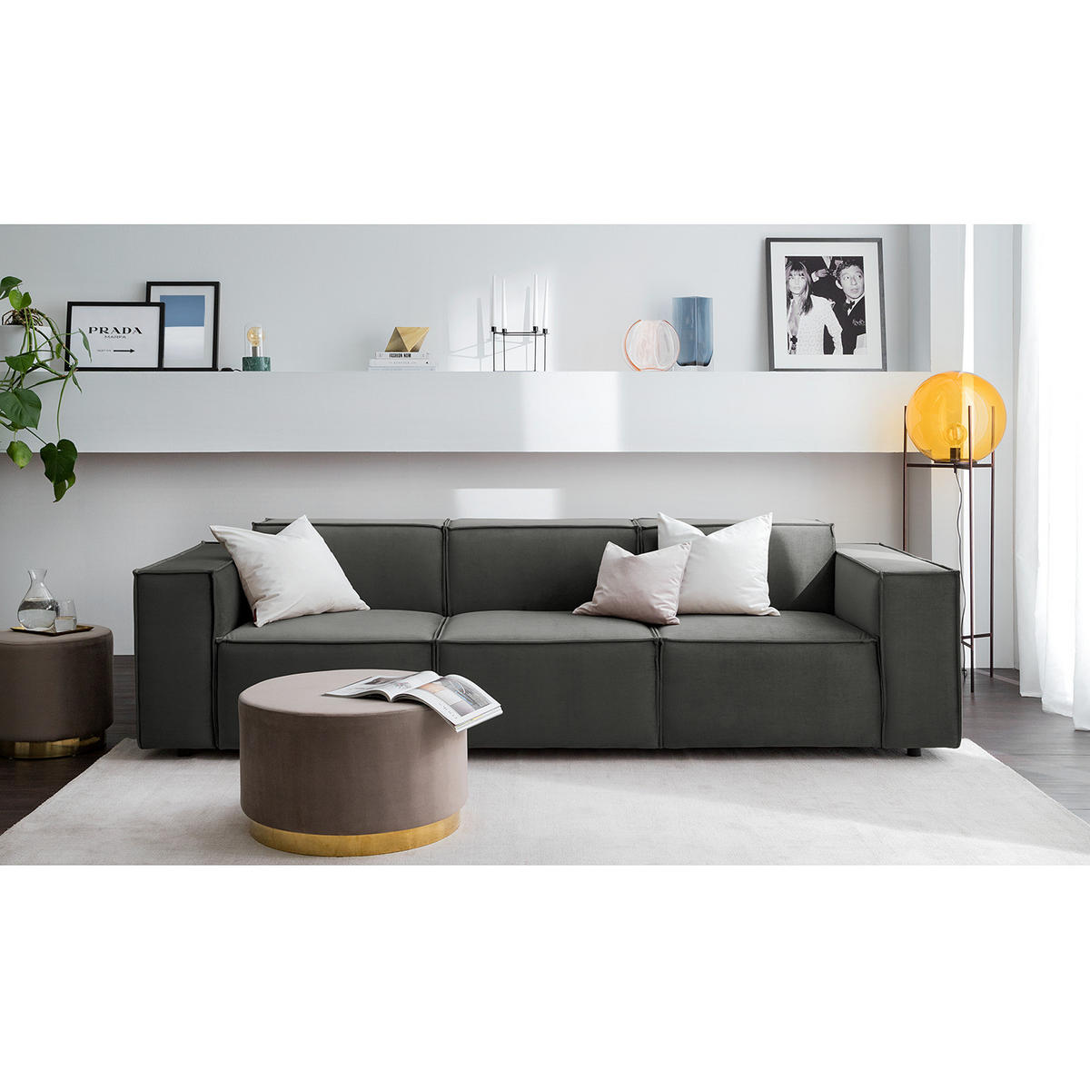 3-SITZER SOFA - Grau, Textil (260/70/96cm) - home24