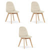 ESSZIMMERSTÜHLE 3er Set Stoff Beige, gepolsterte Rückenlehne, Holzbeine, Modernes Design - Beige, Textil (46/84/56cm) - Best For Home