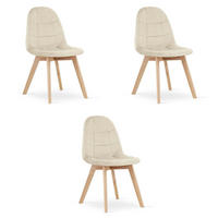 ESSZIMMERSTÜHLE 3er Set Stoff Beige, gepolsterte Rückenlehne, Holzbeine, Modernes Design - Beige, Textil (46/84/56cm) - Best For Home