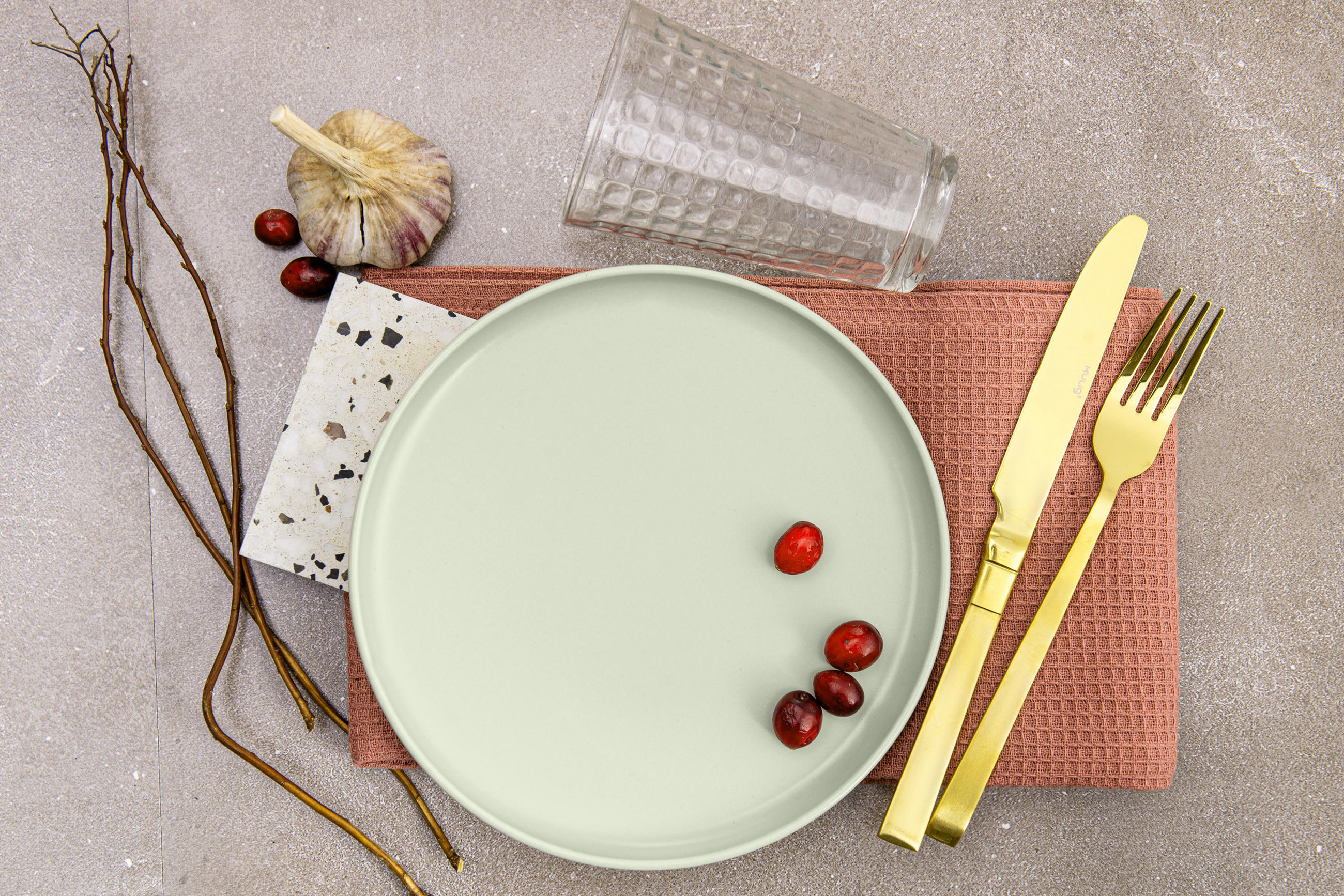 TELLER-SET VICTO 6-tlg Dessertteller, matt beige/grün/grau - Hellgrün, Keramik (20/2/20cm) - KONSIMO®