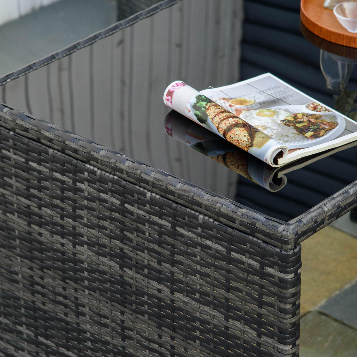 GARTENMÖBEL Set Stahl PE Polyrattan Grau - Grau, Metall - Outsunny