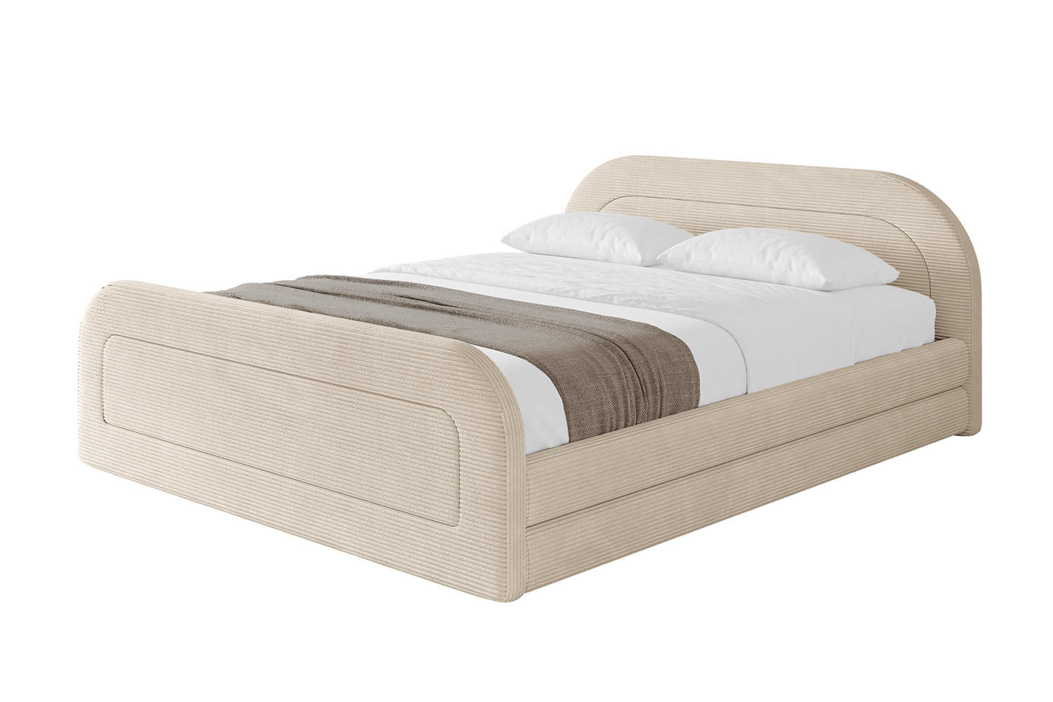 POLSTERBETT mit Bettkasten, Fußteil und Lattenrost, Boxbett mit Matratze H3/H4 - LERIS-v1-Z 120x200 Beige - Creme, Holzwerkstoff/Textil (120/200cm) - ALTDECOR