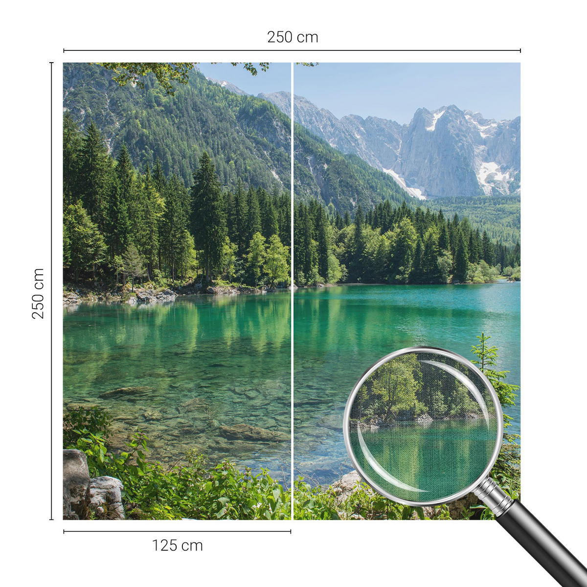 FOTOTAPETE 250x250 cm - Grüner See - Grün, Textil (250/250cm) - Wallfluent