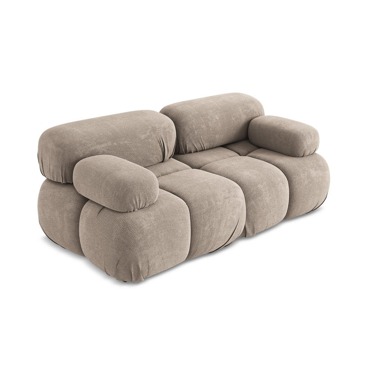 2-SITZER-SOFA Chenille Stoff Beige - Beige/Schwarz, Kunststoff/Textil (190/70/96cm) - LaMiaSofa