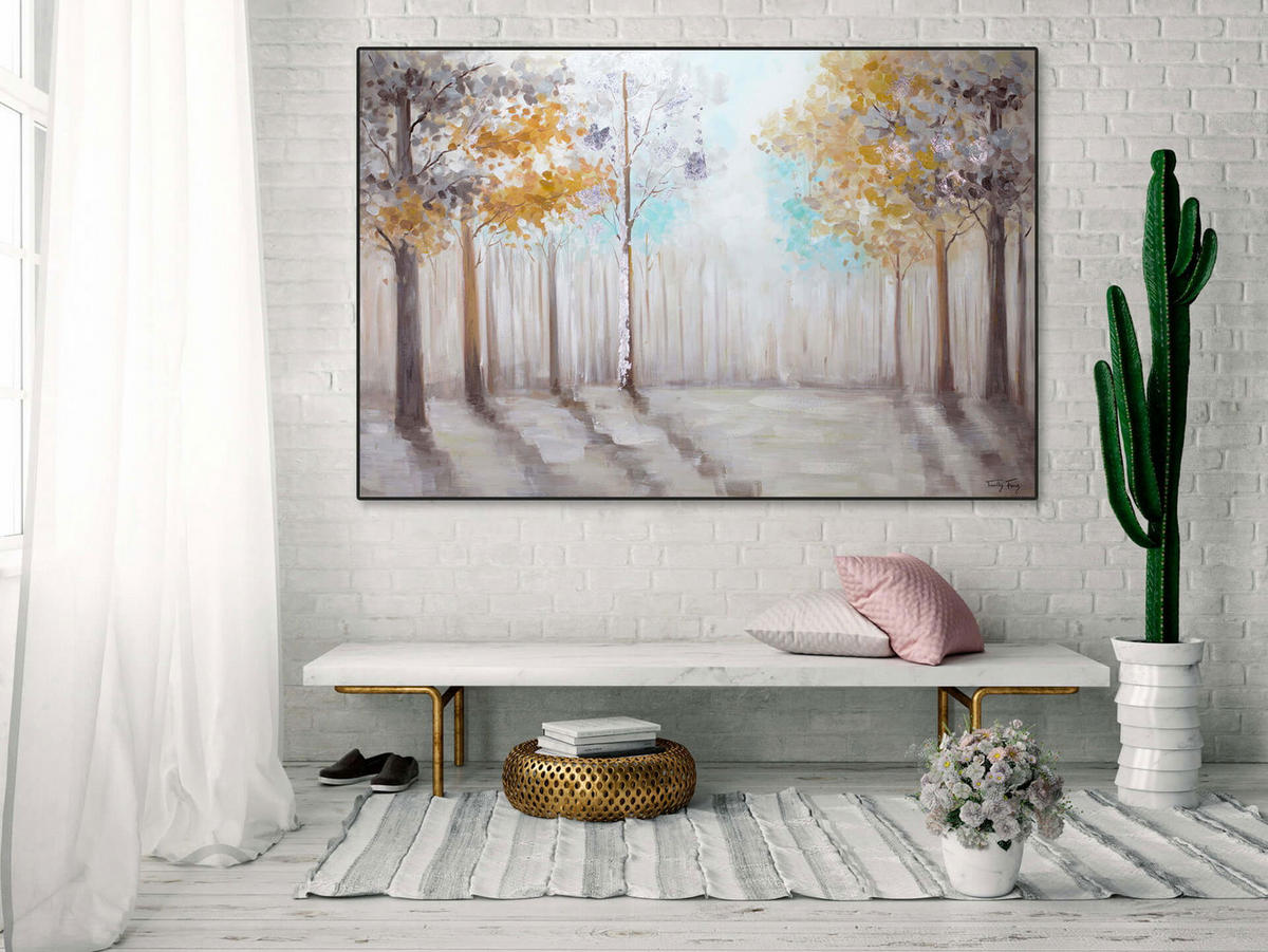 ACRYLBILD HANDGEMALT 120/80 cm - Braun/Grau, Holz/Textil (2.02/80cm) - KUNSTLOFT
