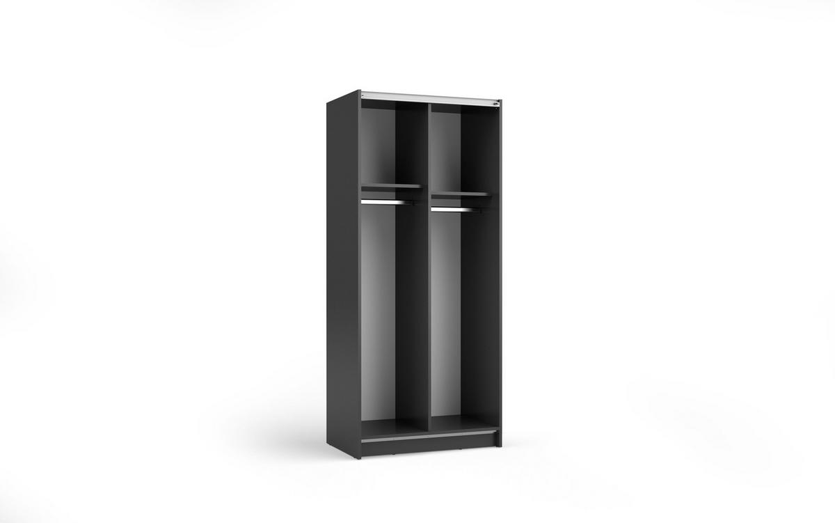 SCHIEBETÜRENSCHRANK SORVIA 06 - 80×182×54,6 cm 2-Türig Schwarz - Schwarz, Holzwerkstoff (80/182/54.6cm) - Milaros Markt