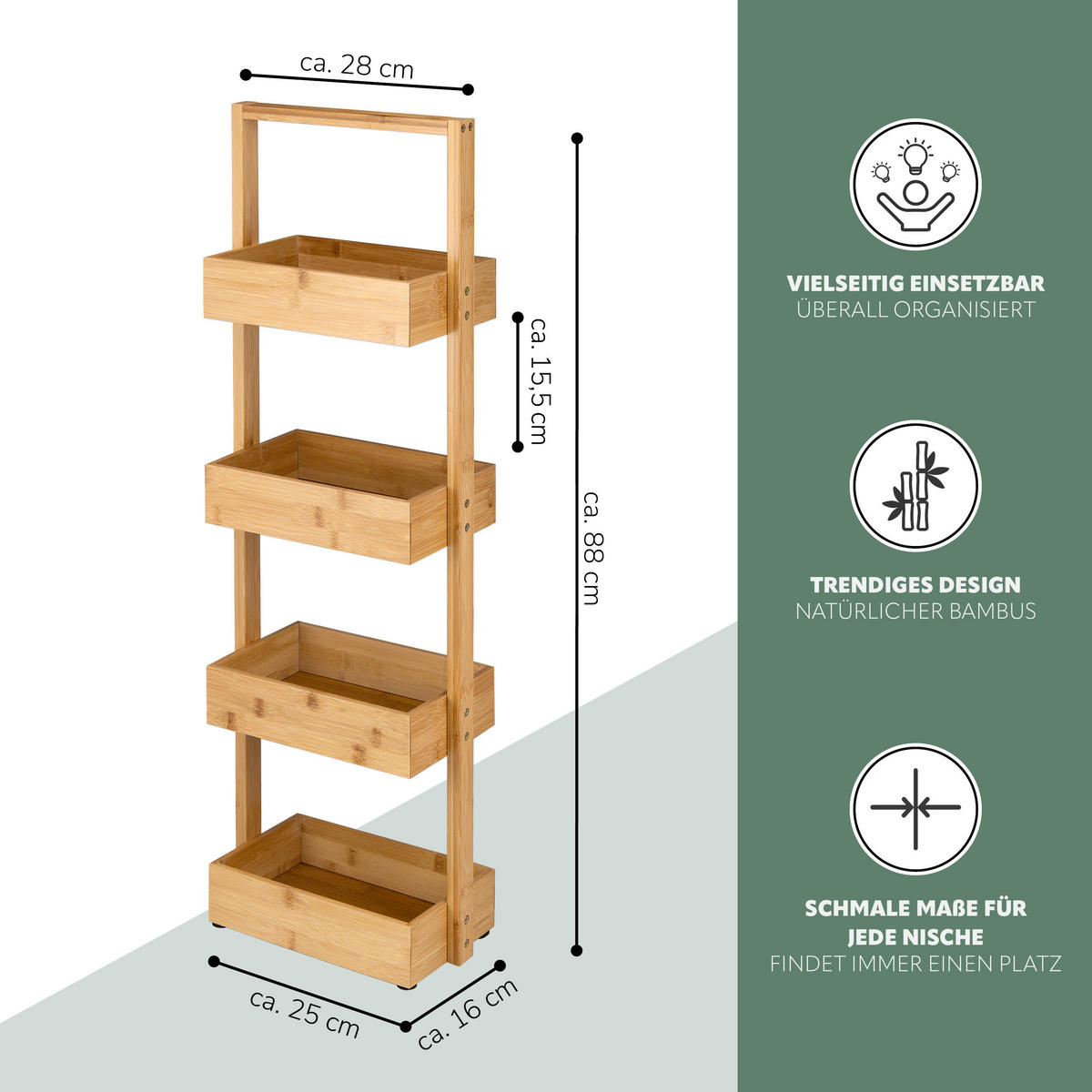 STANDREGAL, Bambus - Braun, Holz (28/88/16cm) - bremermann