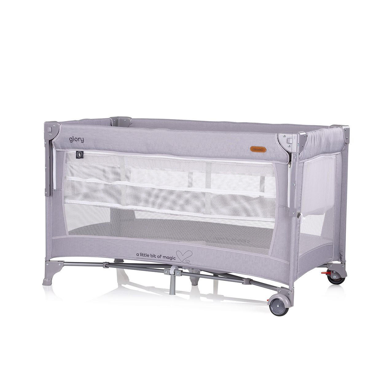 REISEBETT Glory 2 Ebenen grau Matratze Räder zusammenklappbar Tragetasche - Grau, Kunststoff (60/120cm) - Chipolino