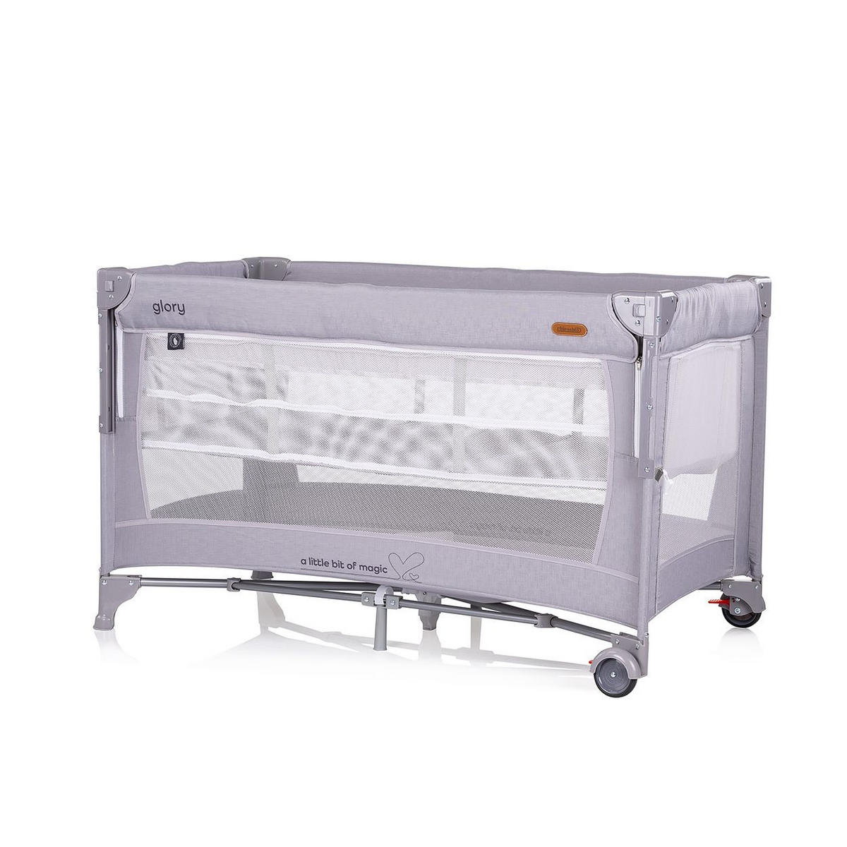 REISEBETT Glory 2 Ebenen grau Matratze Räder zusammenklappbar Tragetasche - Grau, Kunststoff (60/120cm) - Chipolino