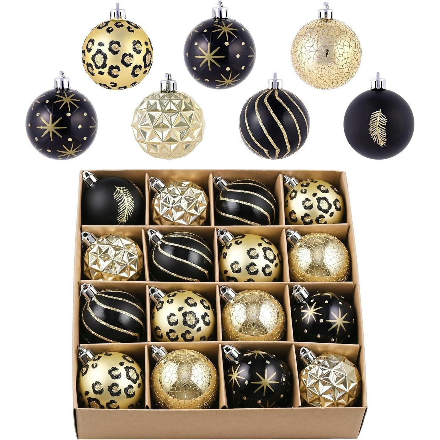 WEIHNACHTSKUGELN 16-teiliges Set 6 cm Schwarz Gold - Multicolor, Kunststoff (6/6/6cm)