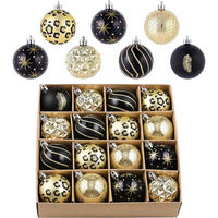 WEIHNACHTSKUGELN 16-teiliges Set 6 cm Schwarz Gold - Multicolor, Kunststoff (6/6/6cm)