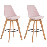 BARHOCKER Medoc, 2er Set, Gestell Natura, Samt Pink - Rosa/Naturfarben, Holz/Textil (48/100/56cm) - TPFLiving