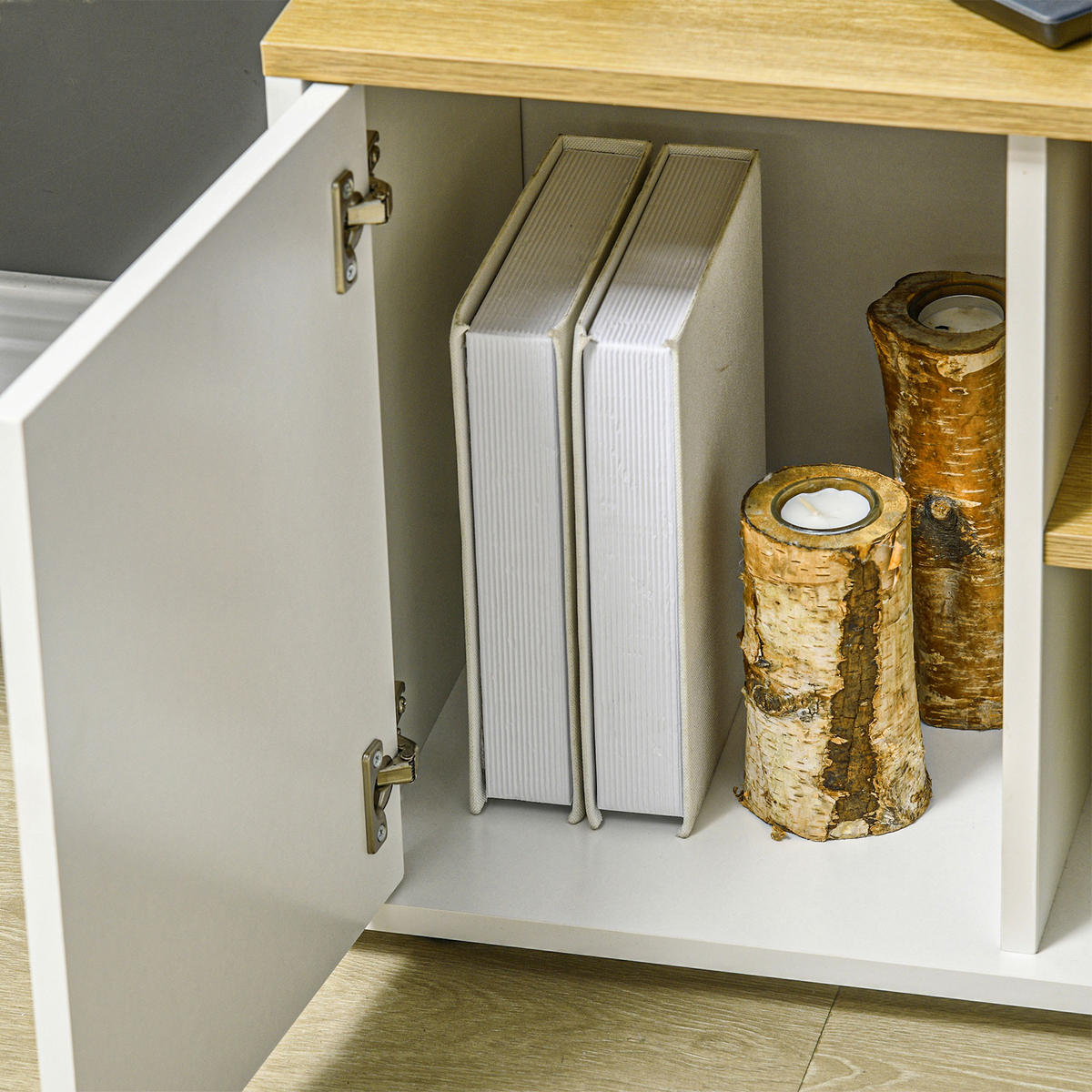 TV-MÖBEL DE-16097 90/90/45 cm Weiß - Weiß, Holzwerkstoff (90/45/90cm) - ComfortXL