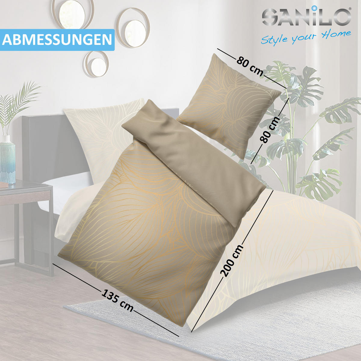 BETTWÄSCHE 4-teilig Hosta - Beige, Naturmaterialien (135/200cm) - Sanilo