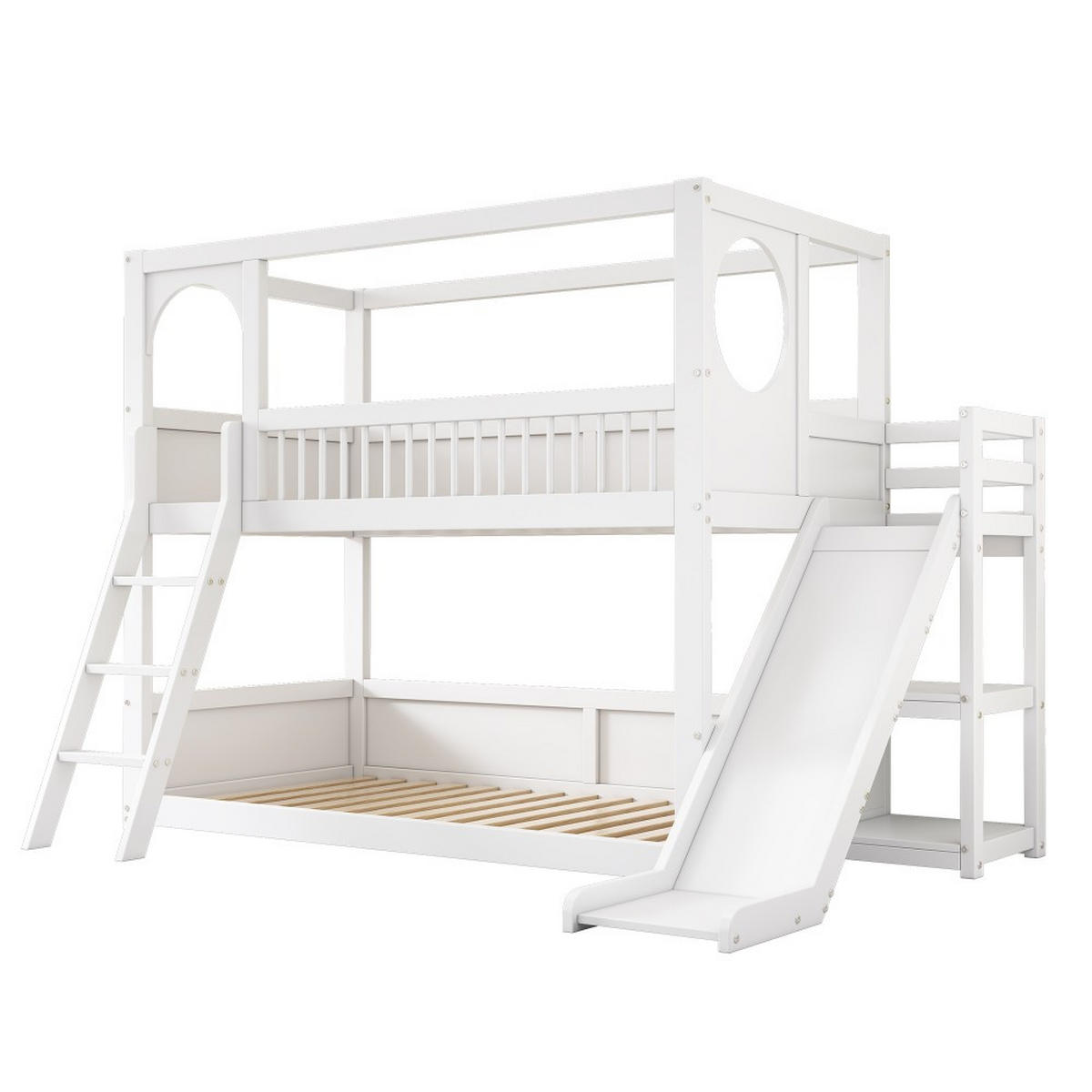 ETAGENBETT 90x200cm mit Rutsche in weiß - Weiß, Holz (90/200cm) - KOMHTOM