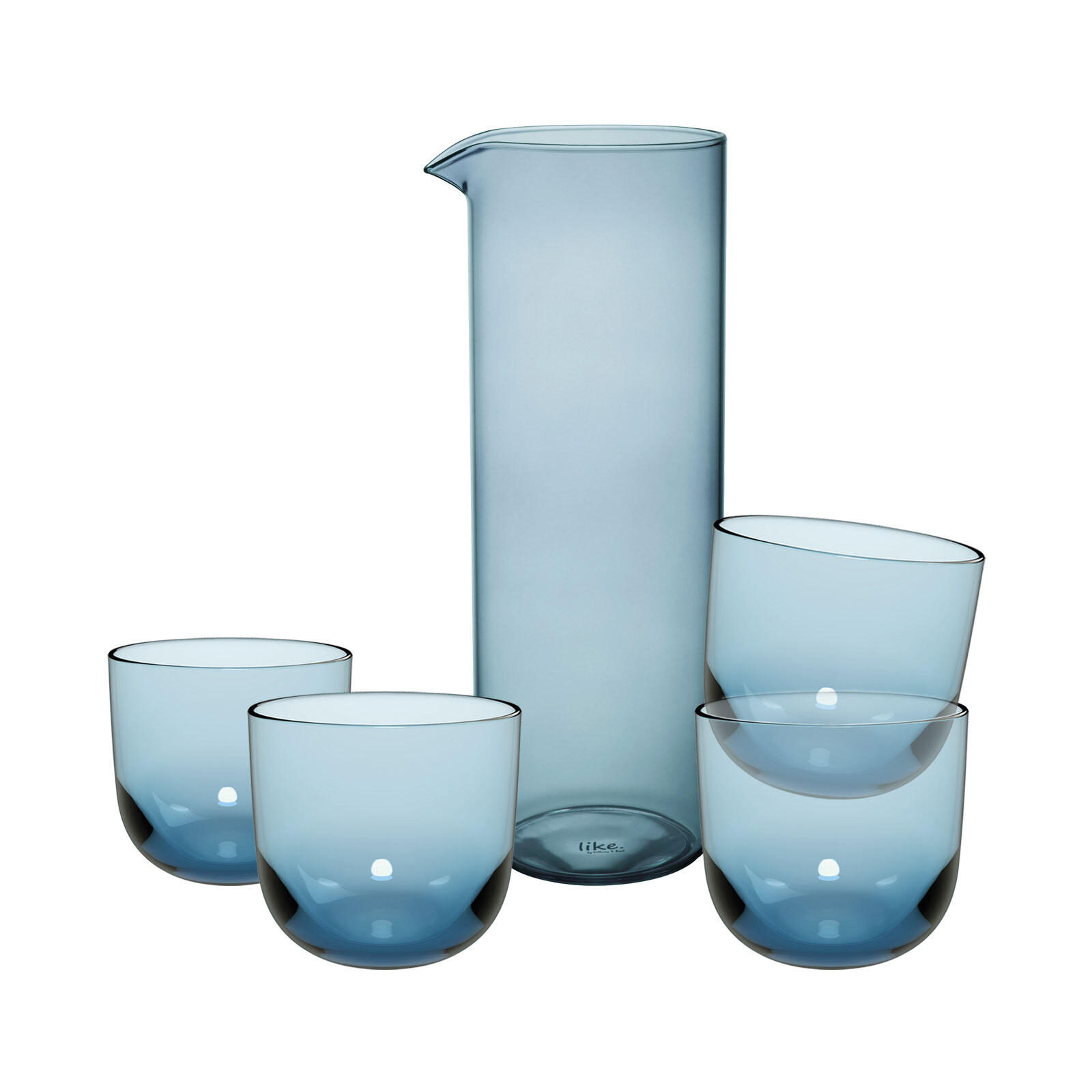 TRINKGLÄSER MIT KARAFFE Like Glass Ice 5er Set - Blau, Glas - like.Villeroy & Boch