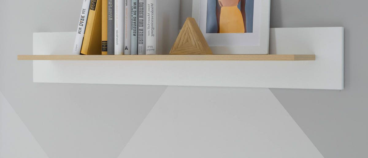 WANDBOARD weiß matt, Eiche, Wandregal 107 cm skandinavisches Design - Eichefarben/Weiß, Holzwerkstoff (107/19/17cm) - Furn.Design