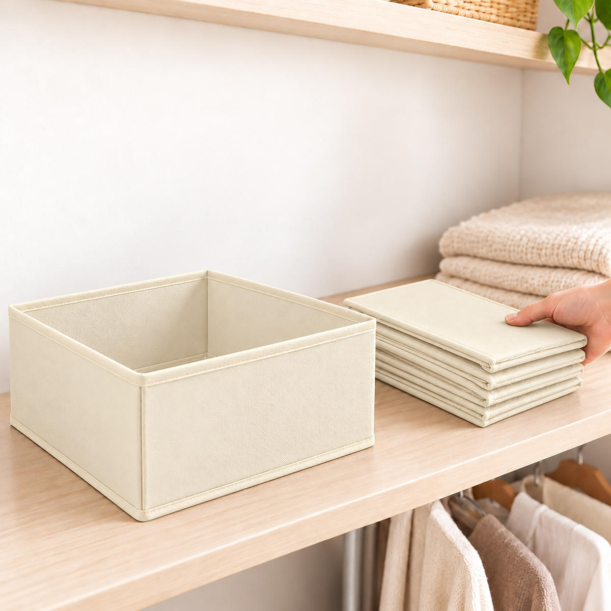 SCHUBLADENORGANIZER Beige 16er-Set - Beige, Papier/Textil (28/12/28cm) - Relaxdays