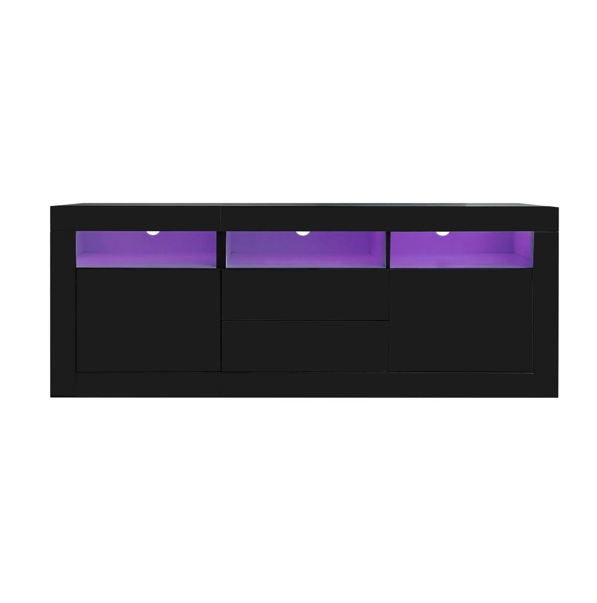 LOWBOARD 160/35/60 cm aus Spanplatte mit LED-Beleuchtung Schwarz - Schwarz, Holzwerkstoff (160/60/35cm) - Modenvie