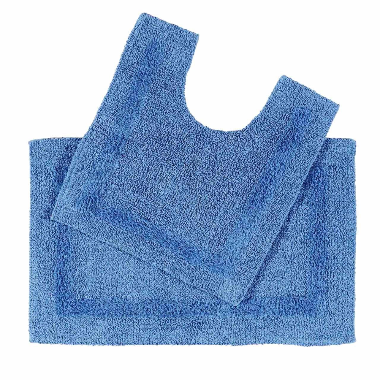 BADGARNITUR 2-teilig, Badematte & WC-Vorleger, wendbar - Blau, Textil (50/80cm) - Homescapes