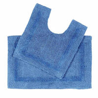 BADGARNITUR 2-teilig, Badematte & WC-Vorleger, wendbar - Blau, Textil (50/80cm) - Homescapes