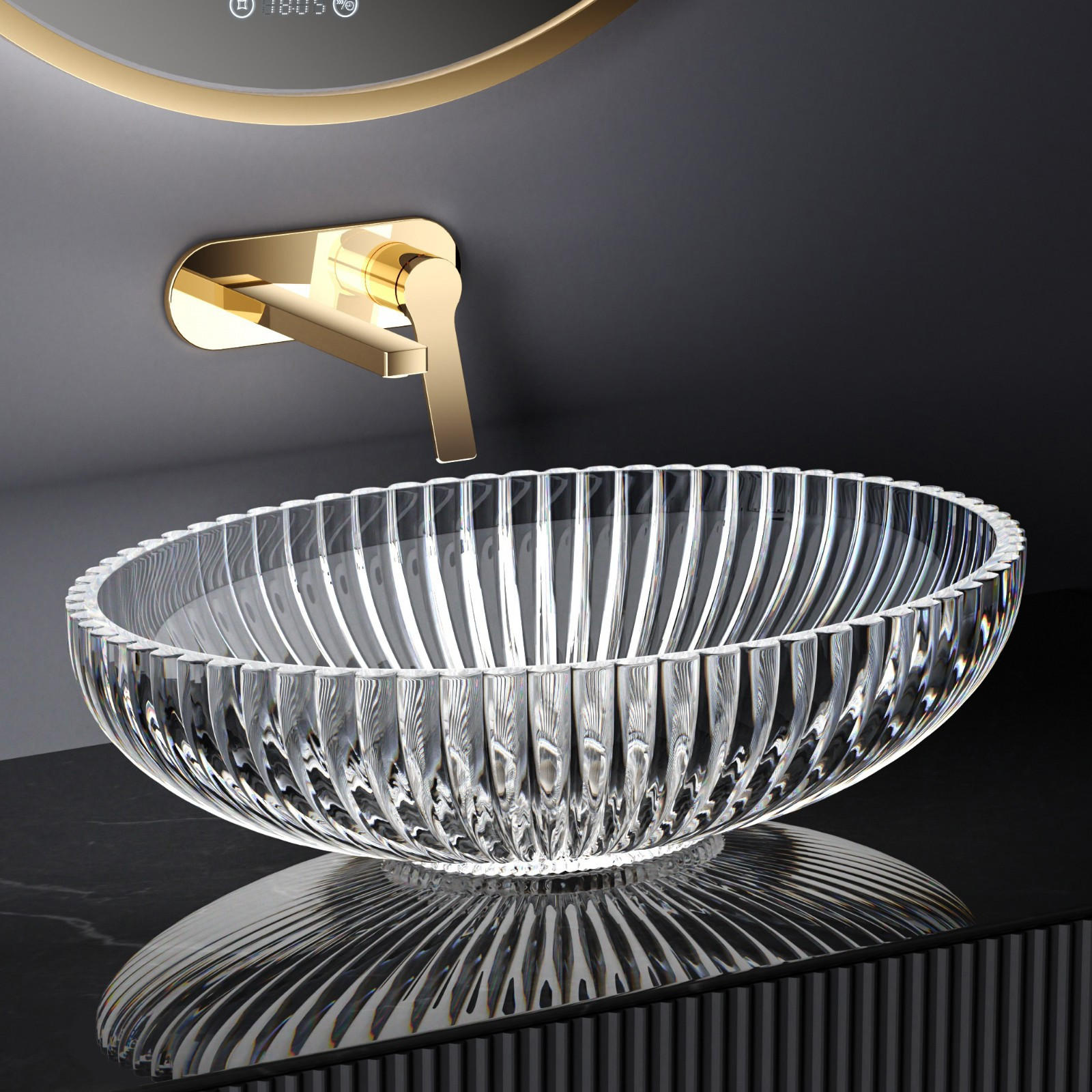 WASCHBECKEN Klarglas Oval 51 / 35 / 15 cm - Transparent, Glas (35/15/51cm) - EMKE