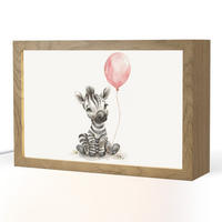 NACHTTISCHLAMPE Zebra - Baby - Tiere - Rosa Luftballon 30x20 cm - Weiß, Holzwerkstoff (8/30/20cm)
