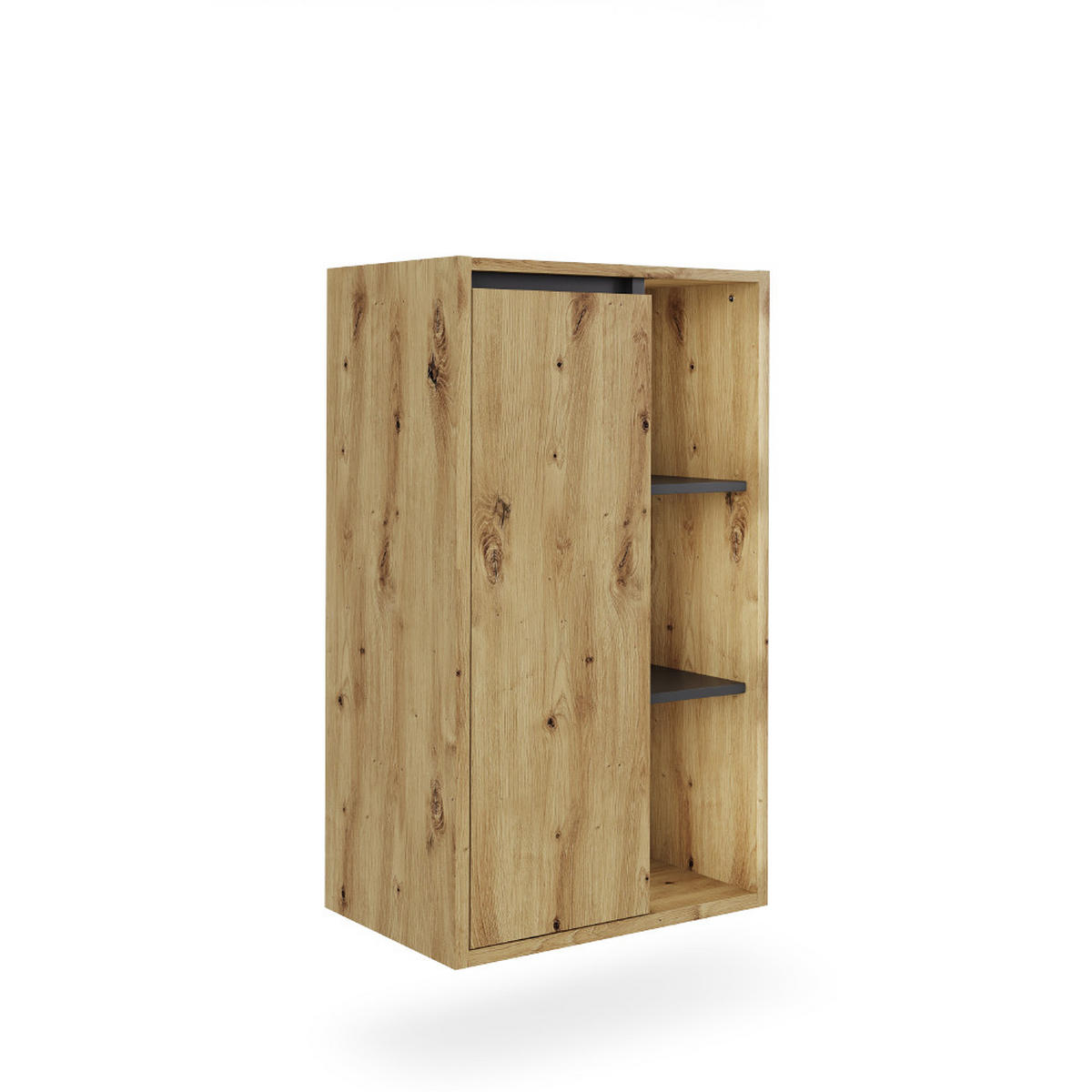MIDISCHRANK Viola Artisan/Grau 50 x 86 cm mit offenen Regalen - Hellgrau/Grau, Holzwerkstoff (50/86/33cm) - Vicco