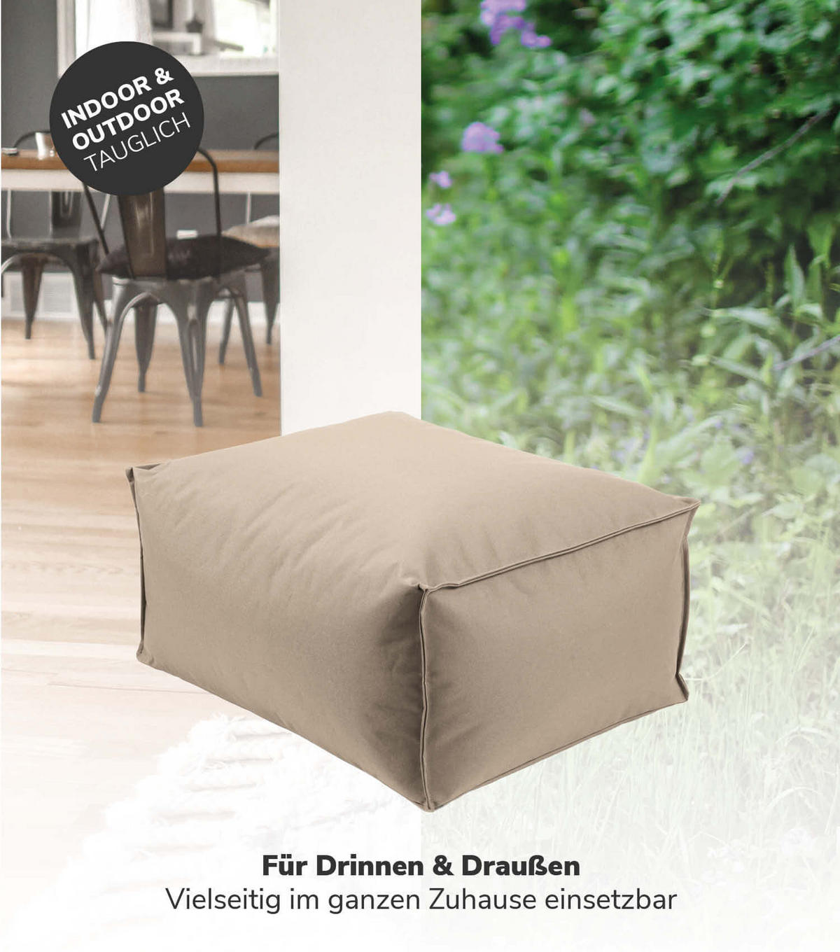 OUTDOOR POUF Der Ruhestifter - Cappuccino, Textil (60/25/45cm) - Mokebo