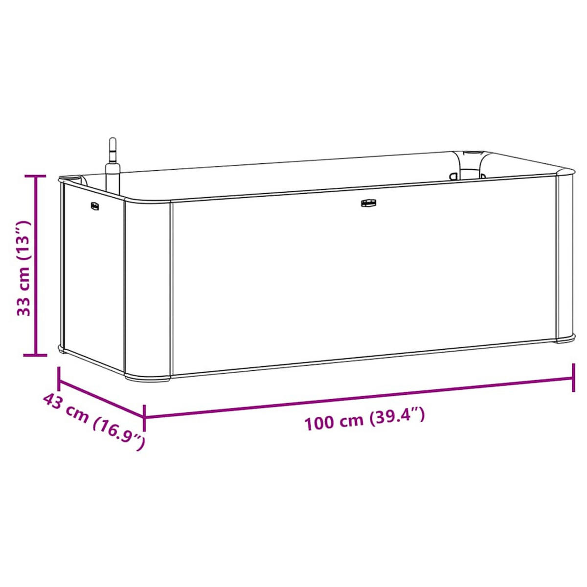 GARTEN-HOCHBEET Selbstbewässerungssystem Anthrazit 100/43/33 Cm - Anthrazit, Kunststoff (100/33/43cm) - vidaXL