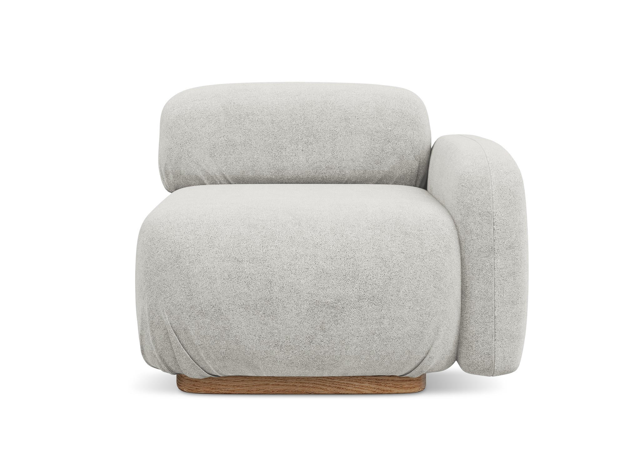 SOFAELEMENT Rechts Bouclé Stoff Grau - Silberfarben/Braun, Holz/Textil (95/73/95cm) - Makamii