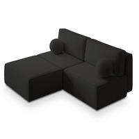 ROHOVÁ SEDAČKA VARNA černá - šedá/černá, dřevo/textil (196/158cm) - MASSENO