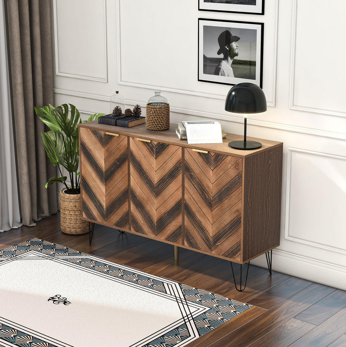 SIDEBOARD mit 3 Türen 120 cm Particle Board Natural - Braun, Holzwerkstoff (120/76.5/38cm) - Meubliv