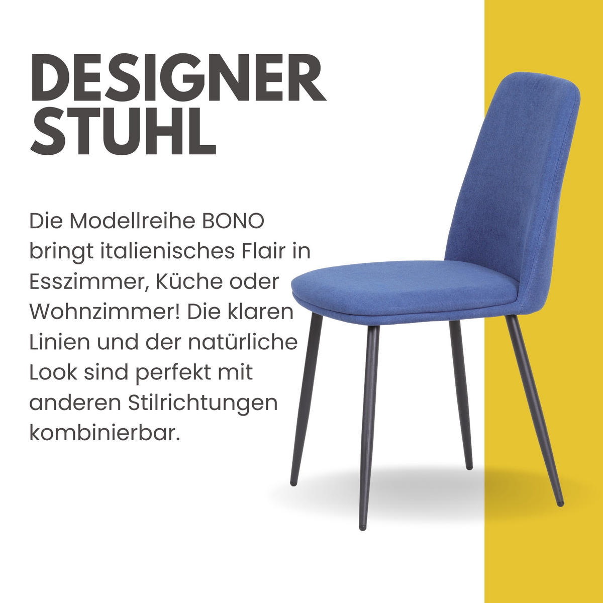 ESSZIMMERSTÜHLE Bono 2er Set Blau - Blau, Textil (55/85/48cm) - Albatros