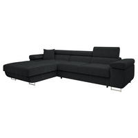 ECKSOFA Torezio Mini Cord, Seite: Links - Schwarz, Holz/Textil (280/170cm) - MIRJAN24