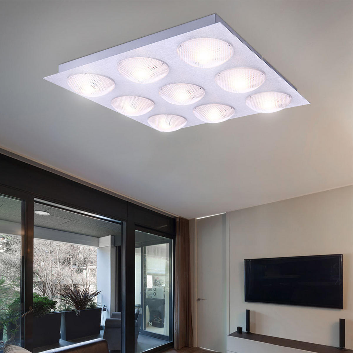 LED DECKENLEUCHTE TINA Aluminium Silber - Silberfarben, Metall (33/33/5cm) - Globo Lighting