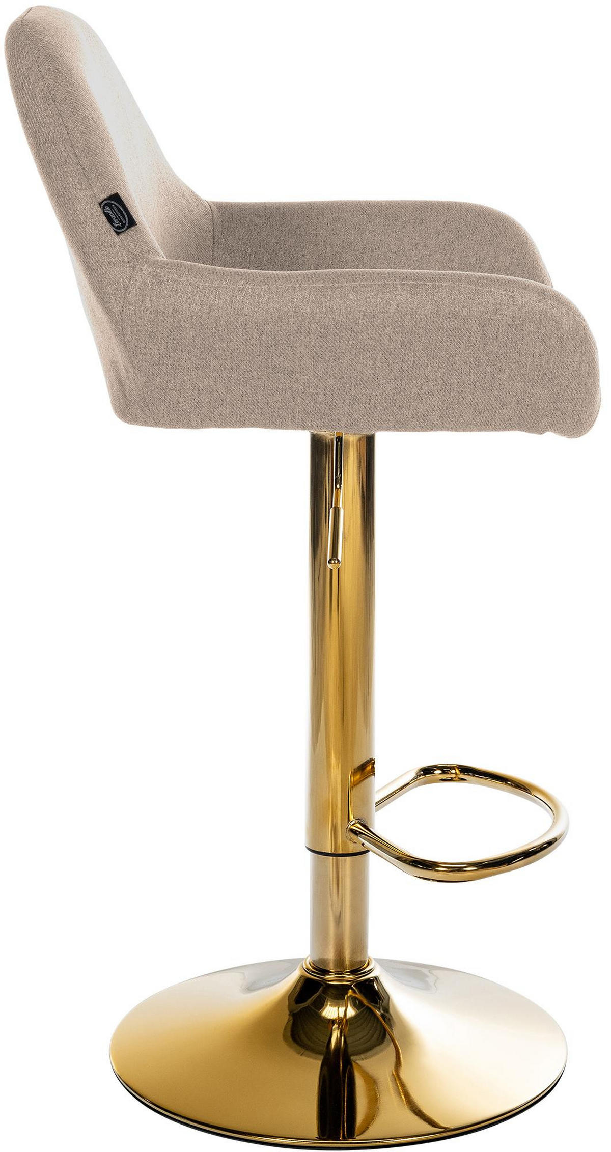 BARHOCKER 2er Set Stoff taupe - Taupe/Goldfarben, Textil/Metall (51/89/52cm) - CLP