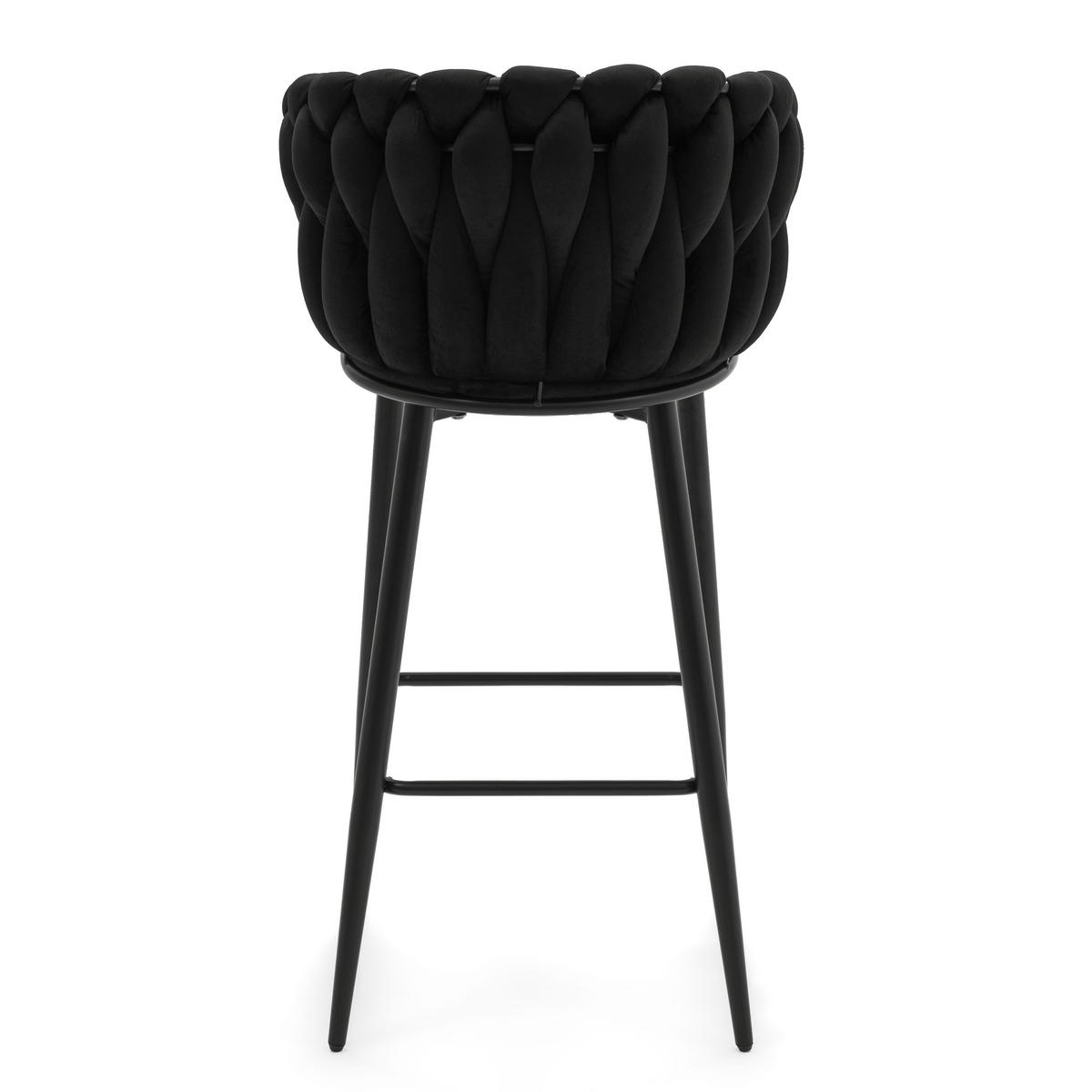 BARHOCKER LATINA gepolsterter mit Steppung - schwarz - Samt Velour - Schwarz, Metall (54/95/55cm) - NEW HOME