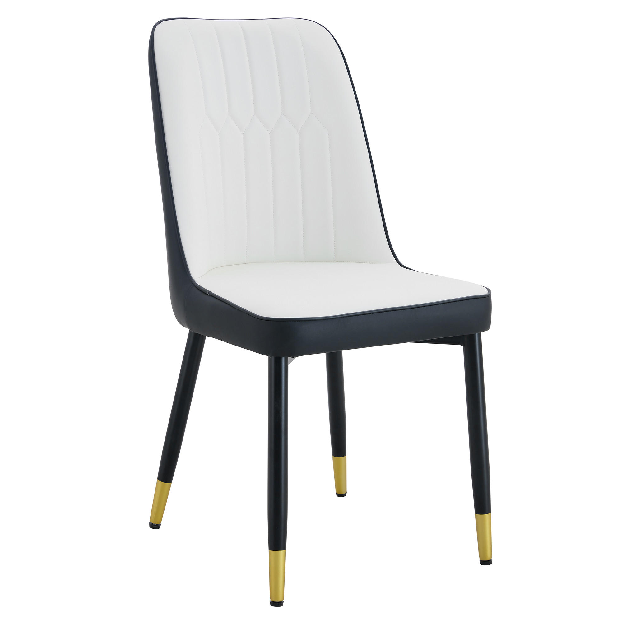 STUHL-SET DE-36511 2 Stück mit PU-Bezug und Metallbeinen Schwarz-Weiß - Multicolor, Metall (41.5/89/43cm) - ComfortXL