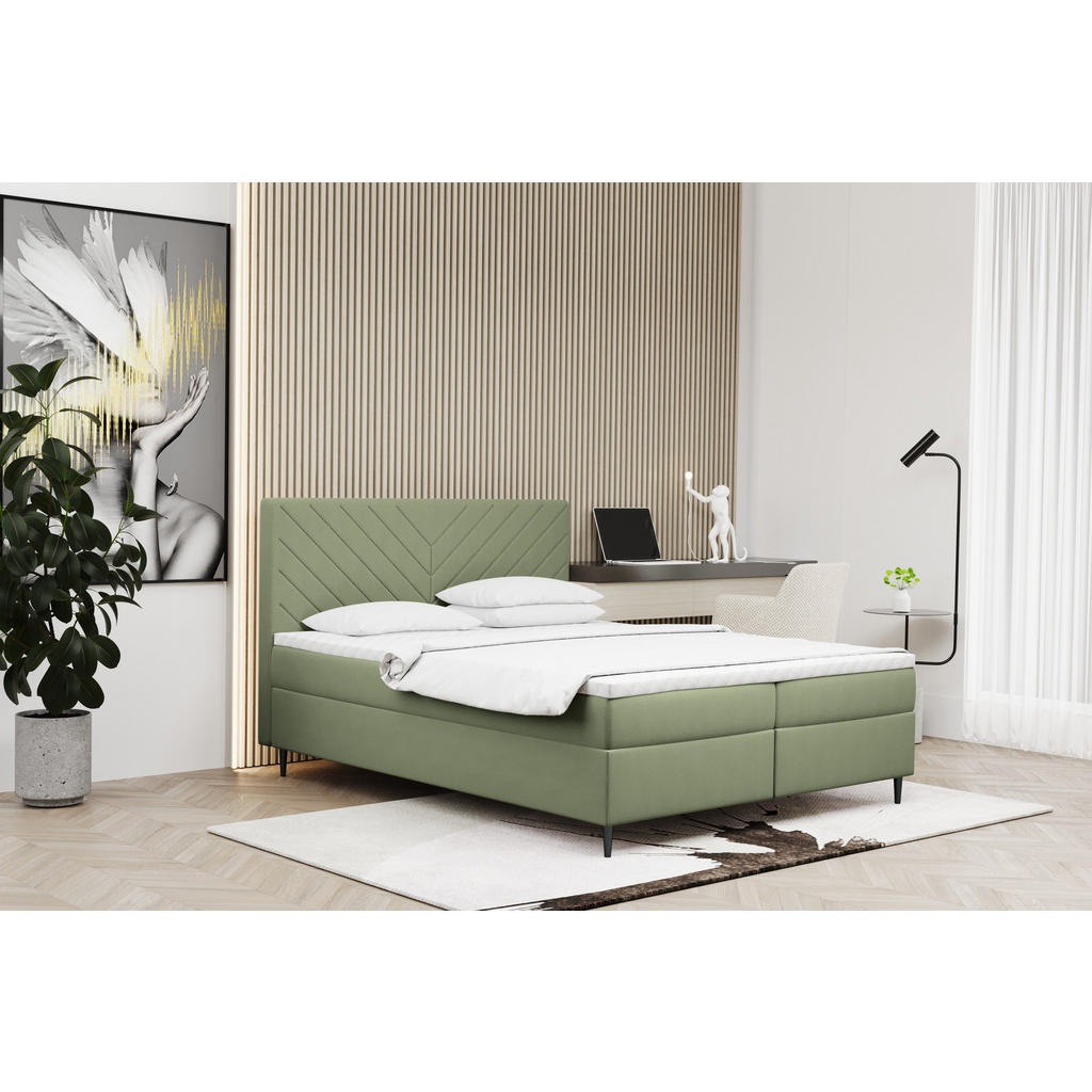 Thumbnail - Kaiser Möbel Boxbett, Hellgrün, Textil, 2 Schubladen, H3, Höhe ca. 20 cm, einzeln stellbar, 180x200 cm, Reach, Schlafzim...