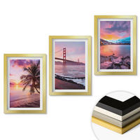 WANDBILDER 3er Set - 20x30 cm Goldrahmen - Sonnenuntergangsbrücke Landschaft - Goldfarben, Kunststoff (20/30cm) - ArtPrintCave